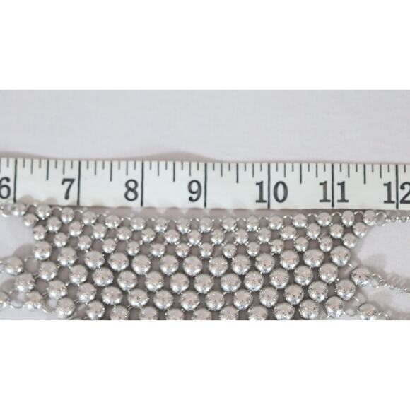 Silver Tone Bubble Bib Necklace - Picture 6 of 9